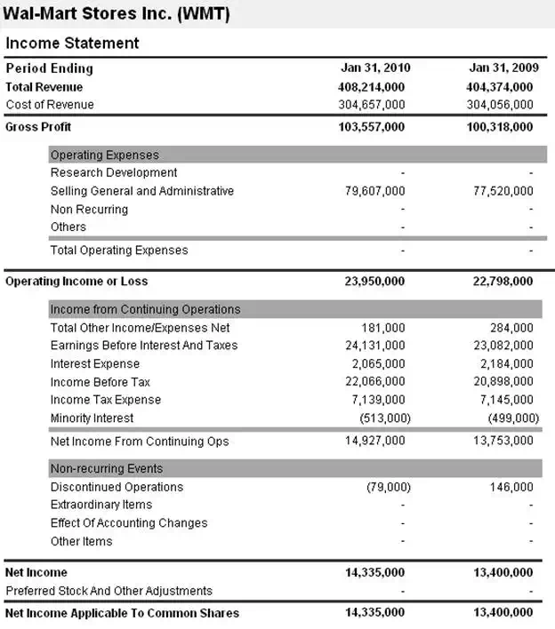 Income Statement Example