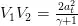 V_1 V_2 = \frac{2a_t^2}{\gamma+1}