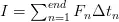 I = \sum_{n=1}^{end} F_n \Delta t_n