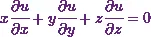 x\cfrac{\partial u}{\partial x} + y\cfrac{\partial u}{\partial y} + z\cfrac{\partial u}{\partial z} = 0