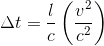 https://latex.codecogs.com/gif.latex?%5CDelta%20t%3D%20%5Cfrac%7Bl%7D%7Bc%7D%5Cleft%20%28%20%5Cfrac%7B%20v%5E2%7D%7Bc%5E2%7D%20%5Cright%20%29