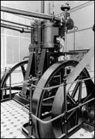 The first installed engine working, producing power for a match factory