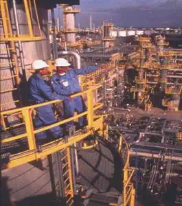 Description: Description: Caltex, Star Petroleum Refinery, Refining workers overlook refinery