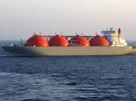 Description: Description: A photograph of an ocean-going ship transporting liquefied natural gas (LNG)