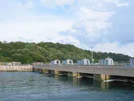 Description: Description: Dam of the tidal power plant on the estuary of the Rance River, Bretagne, France