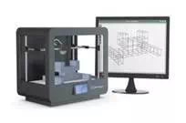 Description: one 3d printer with a computer monitor with a cam software, and a prototype (3d render)