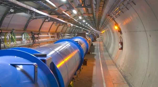 Description: The world's largest atom smasher, the Large Hadron Collider, forms a 17-mile-long (27 kilometers) ring under the French-Swiss border.