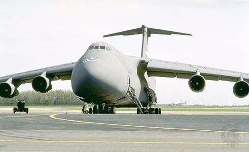 C-5 Galaxy military transporter. Developed by Lockheed and with engines by General Electric, the C-5 first flew in 1968 and was at that time the world's largest aircraft.