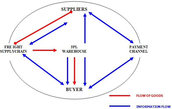 Flow of Information and Cargo in a Supply Chain Network