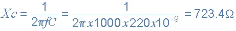 capacitive reactance equation