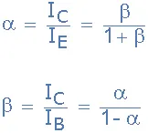 transistor alpha and beta equations