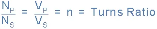 transformer turns ratio equation