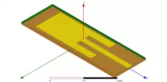 Figure 2 – Planar Inset Fed Microstrip Patch Antenna Model using the ANSYS Electronics Desktop
