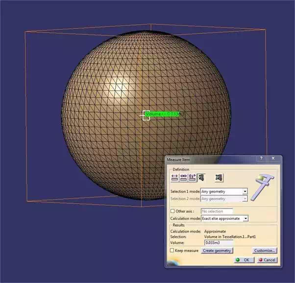 Catia tutorial: Using the Absolute measure tool to get the object's size/volume