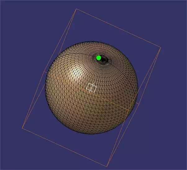 Catia tutorial: green sphere for size comparison in edge length mesh reduction